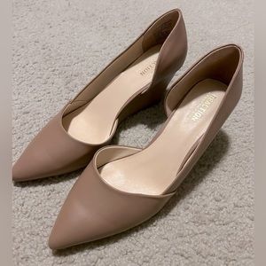 Kenneth Cole New York-“Ellis Half d-Orsay Wedge” Size 9.5 Tan